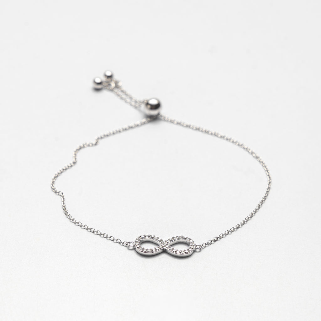 Infinity CZ Studded Silver Bracelet