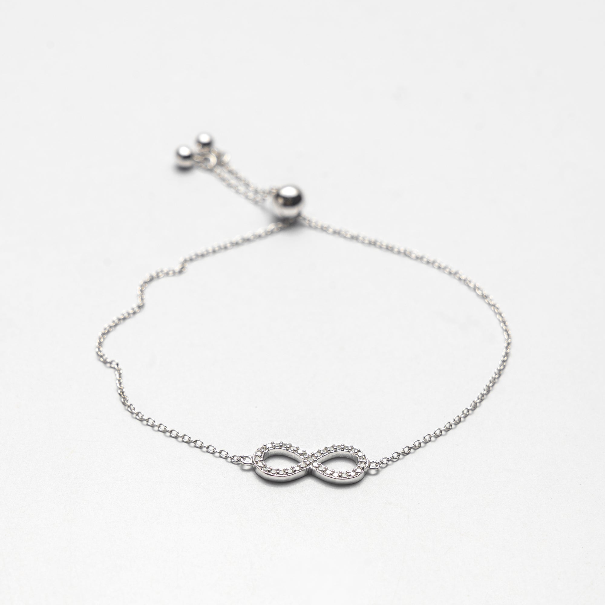 Infinity CZ Studded Silver Bracelet