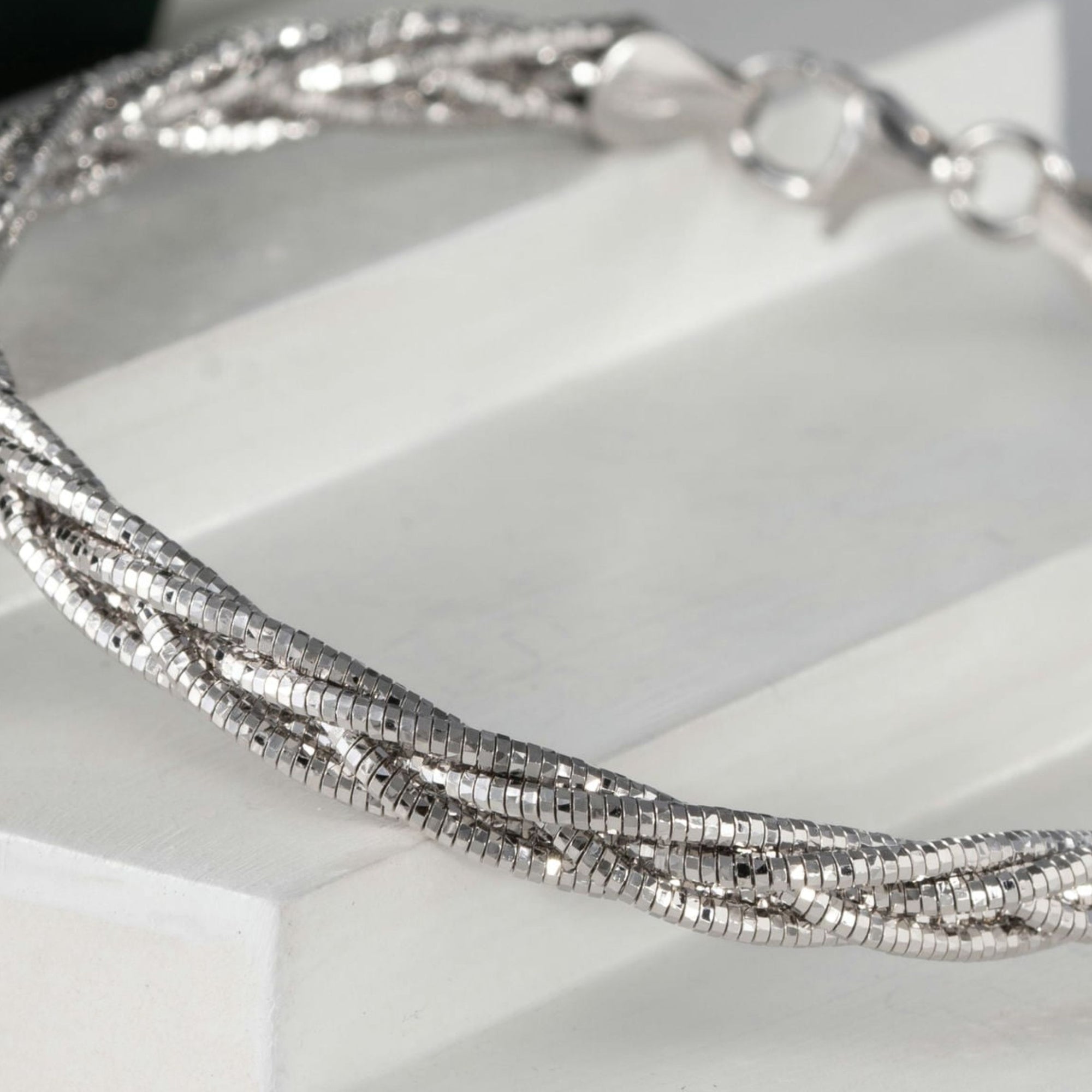 Silver Four Braided Bracelet