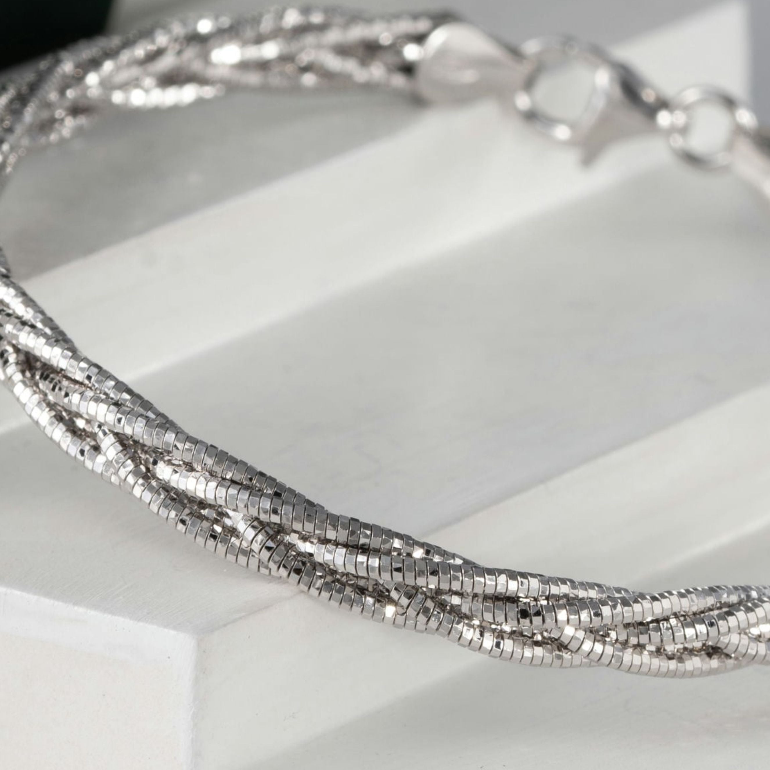 Silver Four Braided Bracelet