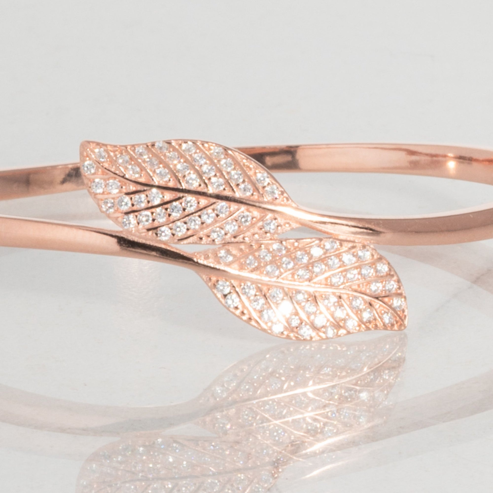 Vintage Leafy Sparkle Rose Gold Bracelet