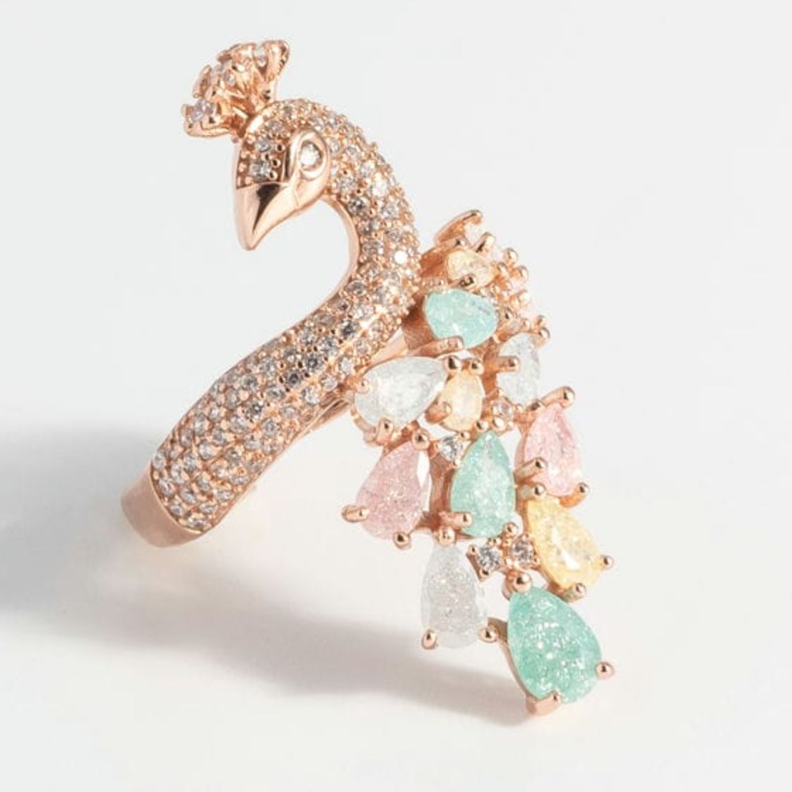 Regal Rose Gold Peacock Ring