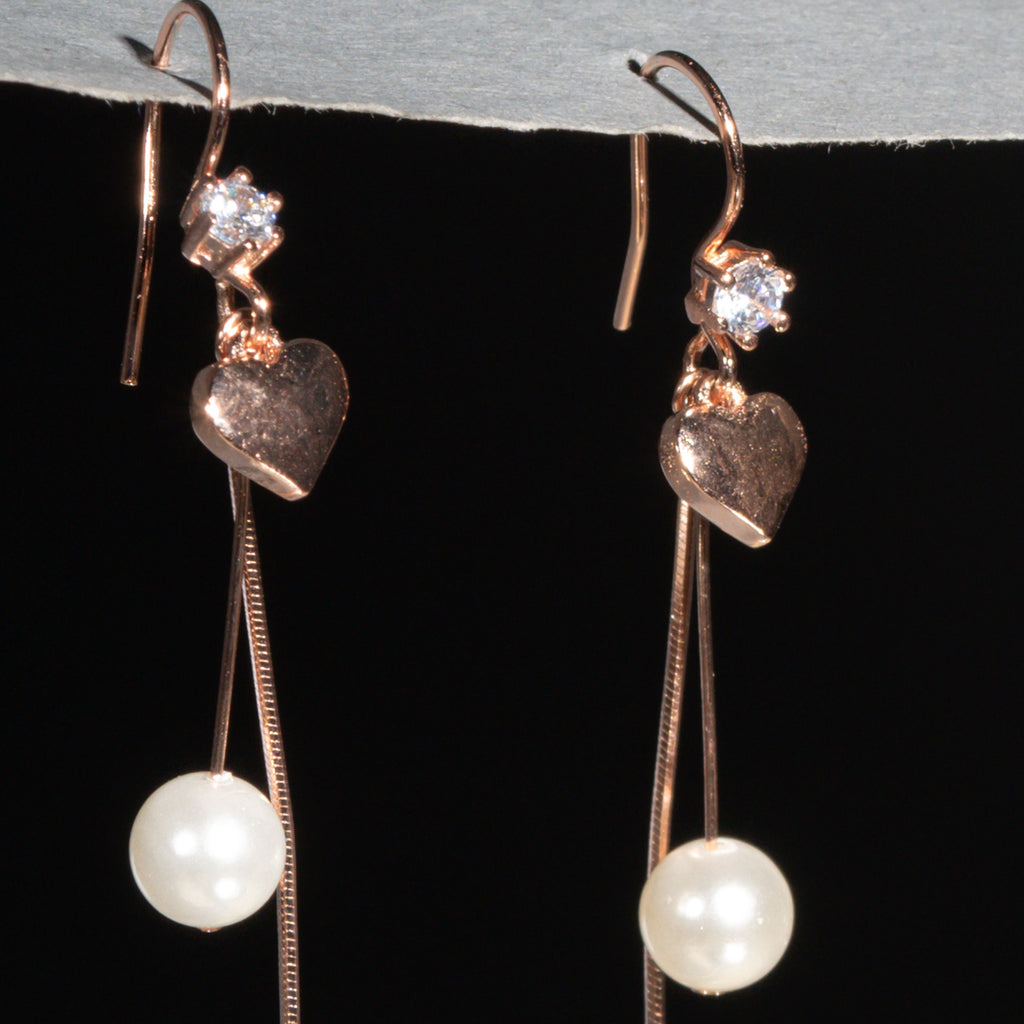 Blushing Hearts and Pearl Earrings