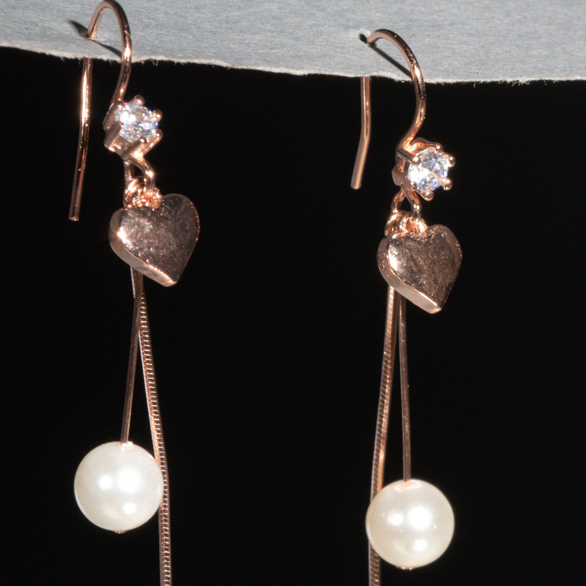 Blushing Hearts and Pearl Earrings