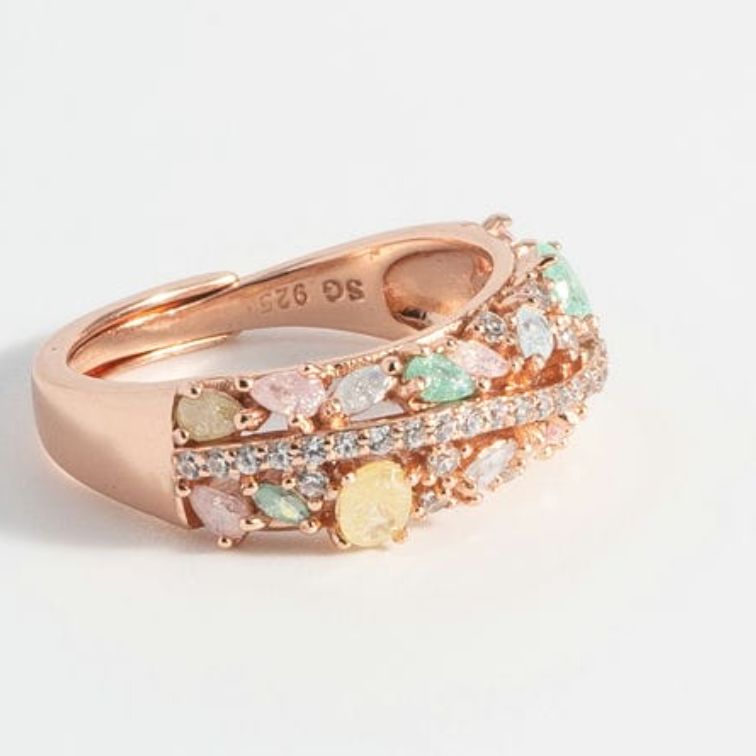 Whispering Pastel Glow Curve Ring