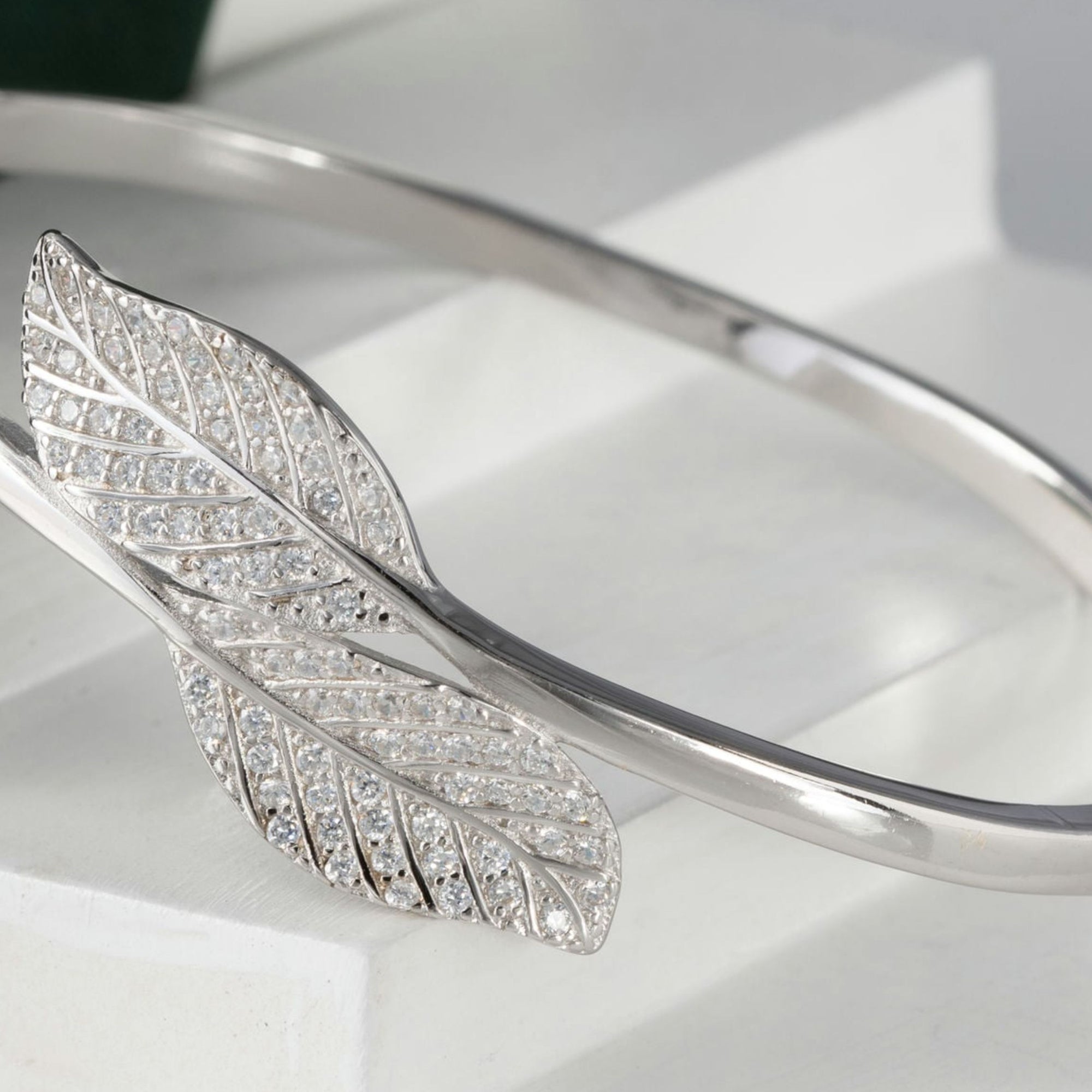 Silver Lush Leaf CZ Bracelet
