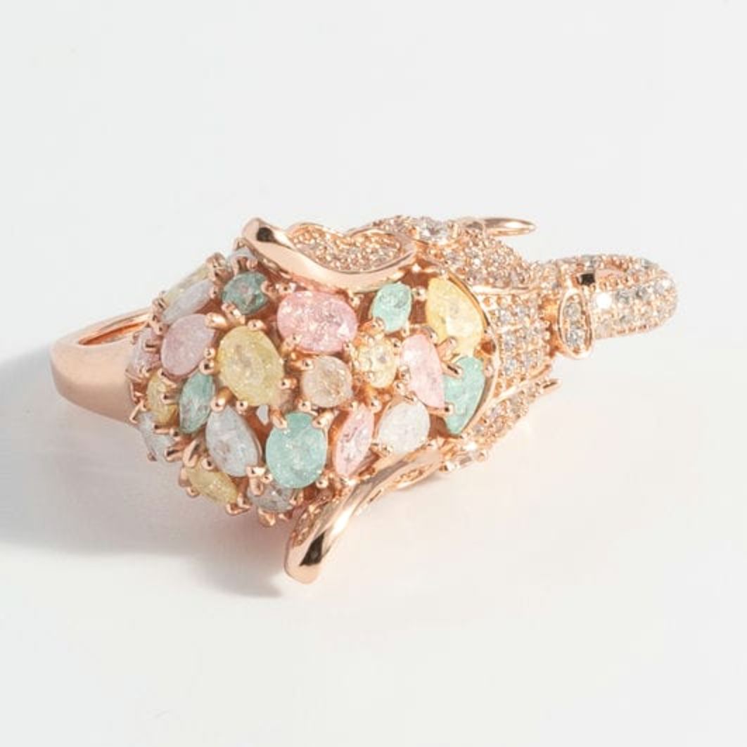 Royal Rose Gold Elephant Treasure Ring