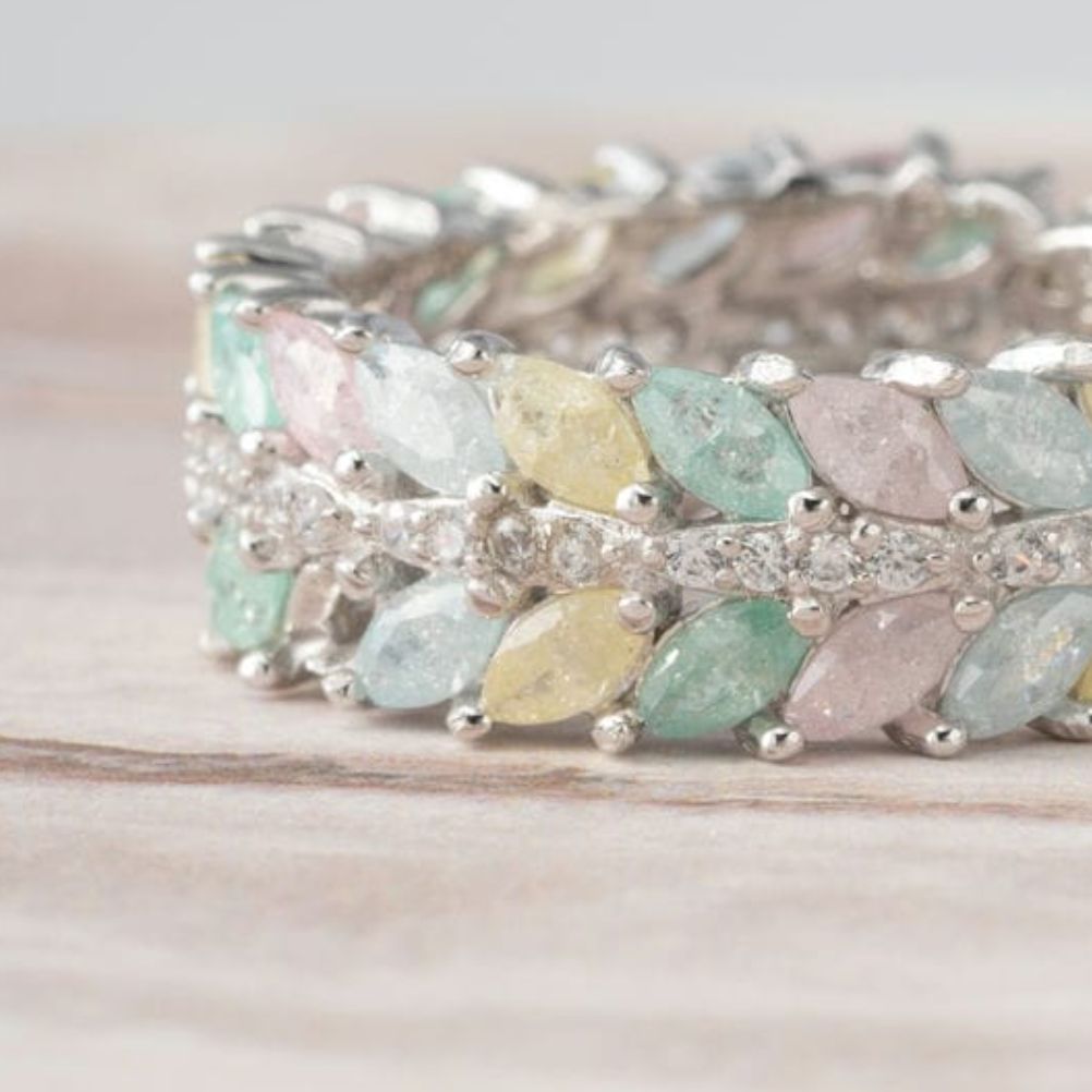 Pastel Prism Silver Band Ring