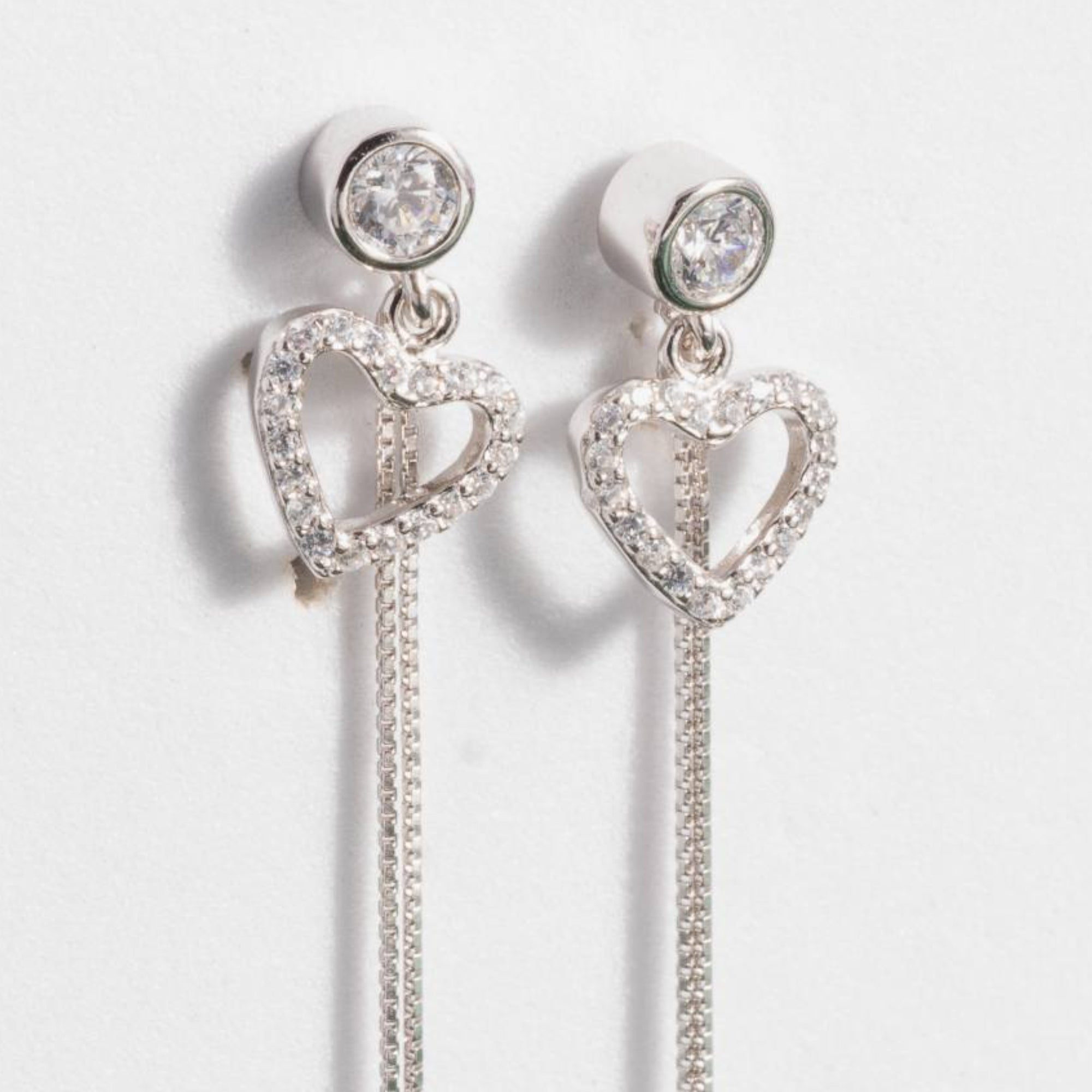 Dangling Love Zirconia Hearts earrings