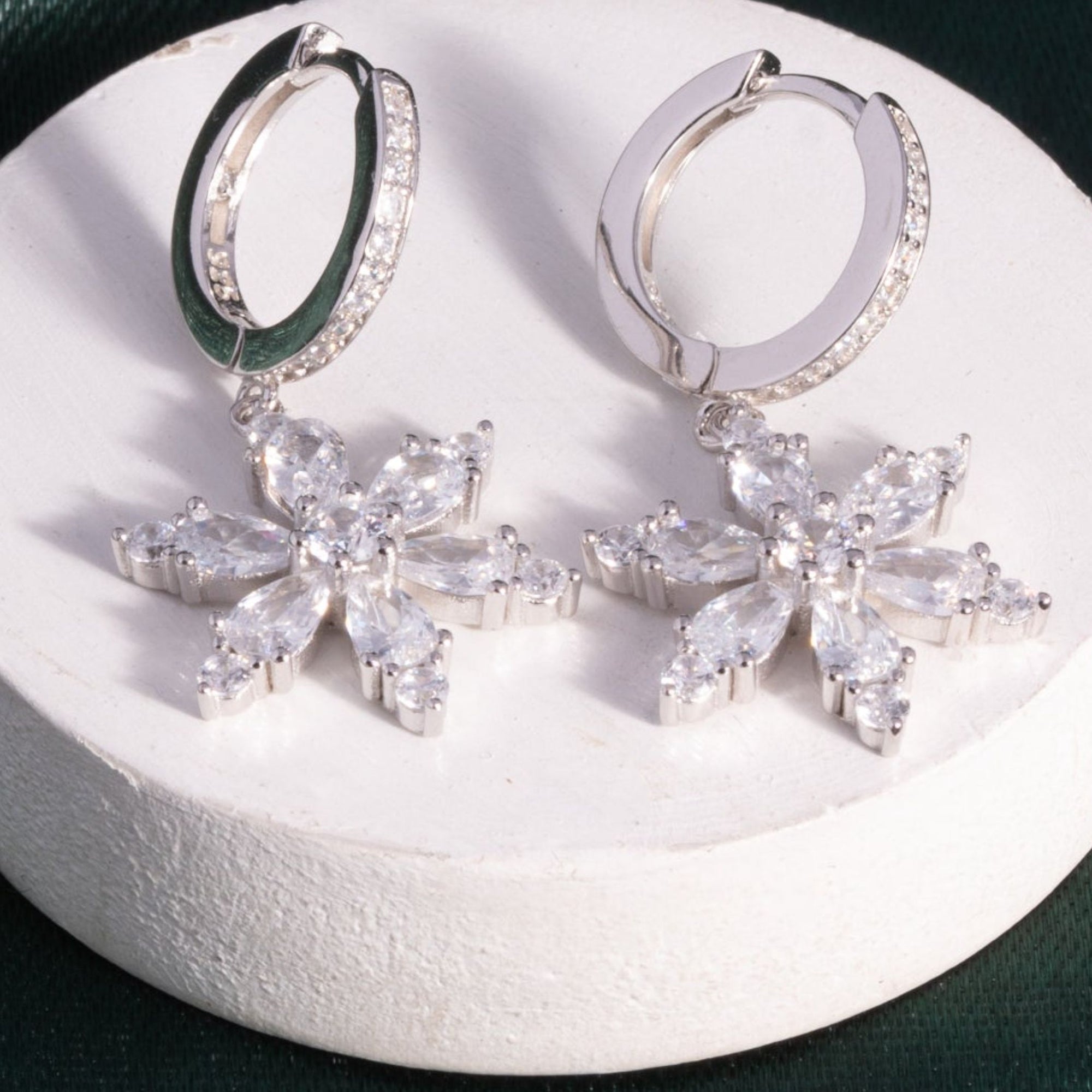 Snowfall Sparkle Rose Gold CZ Drops Earrings