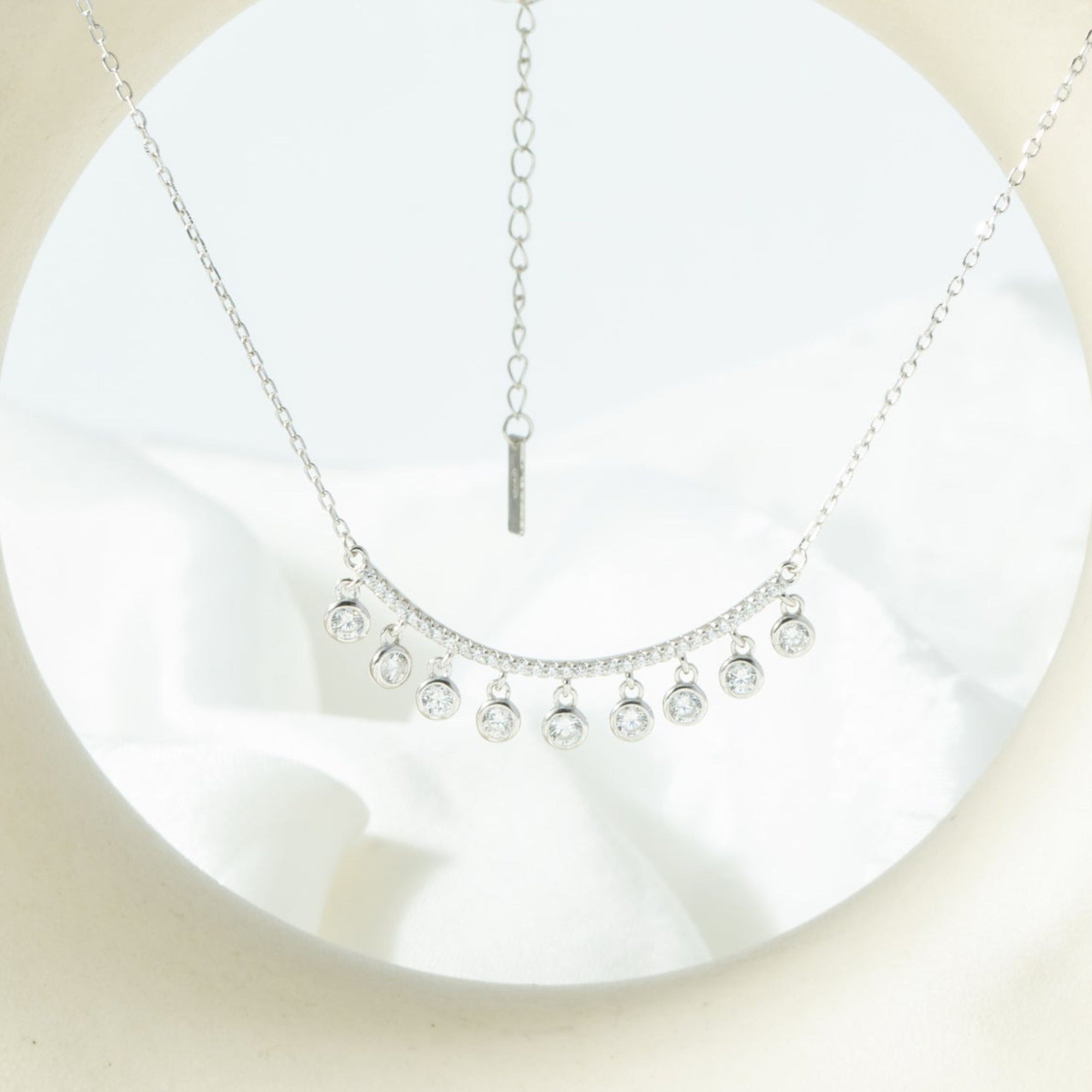 Circular Crystal CZ Studded Rose Gold Pendant Necklace Set
