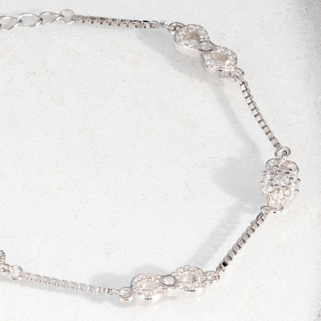 Delicate Infinity CZ Silver Bracelet