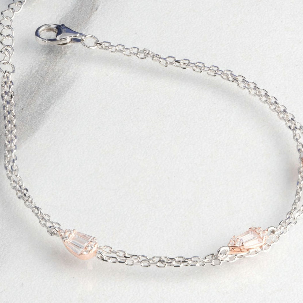 Radiant Shapes CZ Studded Silver Bracelet