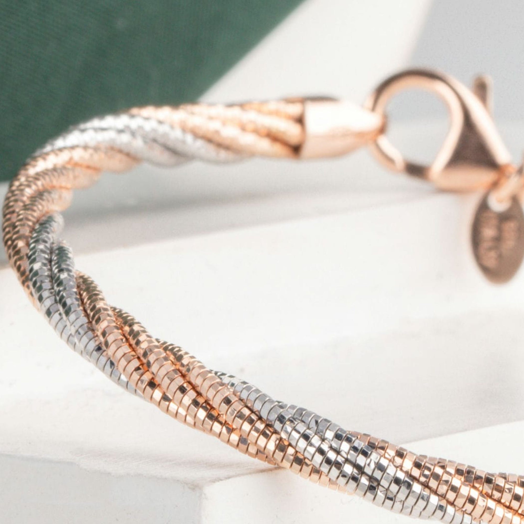 Fusion Rose Gold & Silver Braided Bracelet