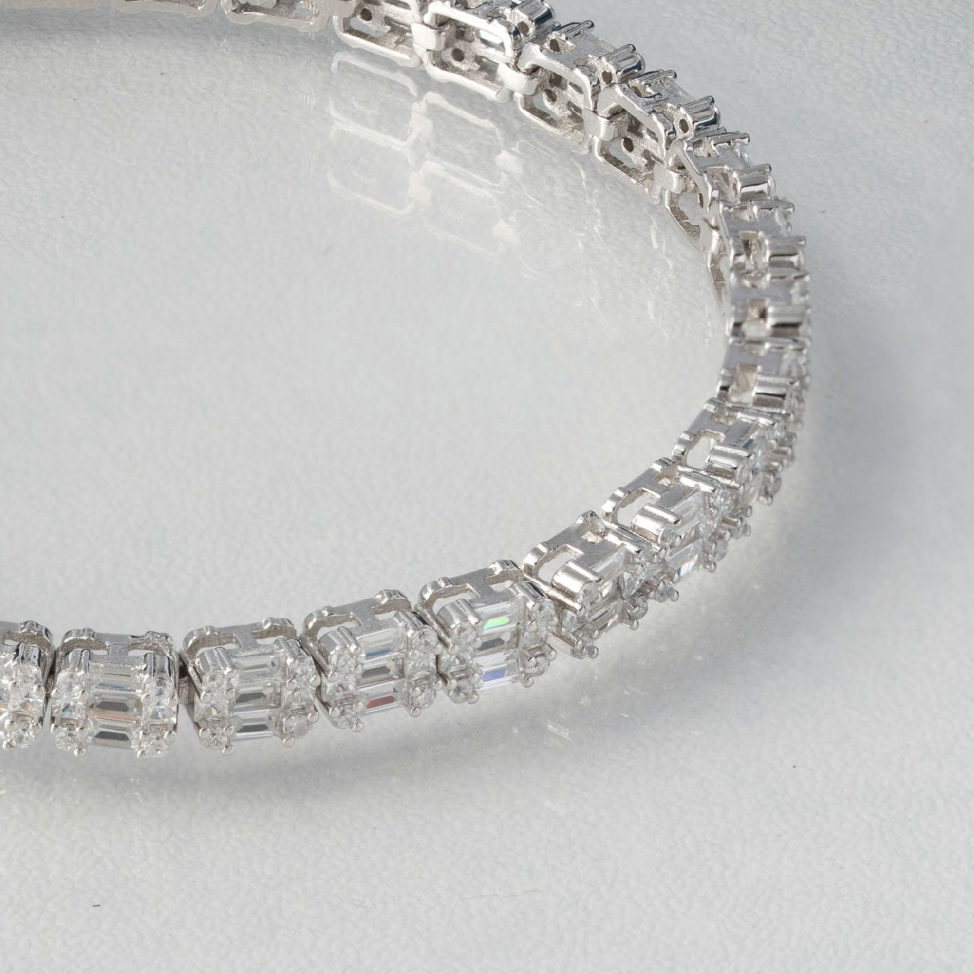 Crystal Luster Silver Tennis Bracelet