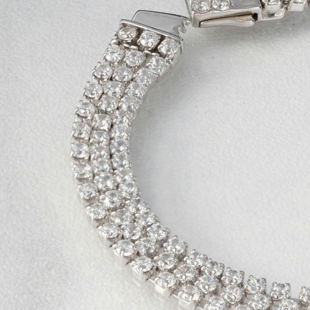 Triple Layered Sparkle  Silver Bracelet