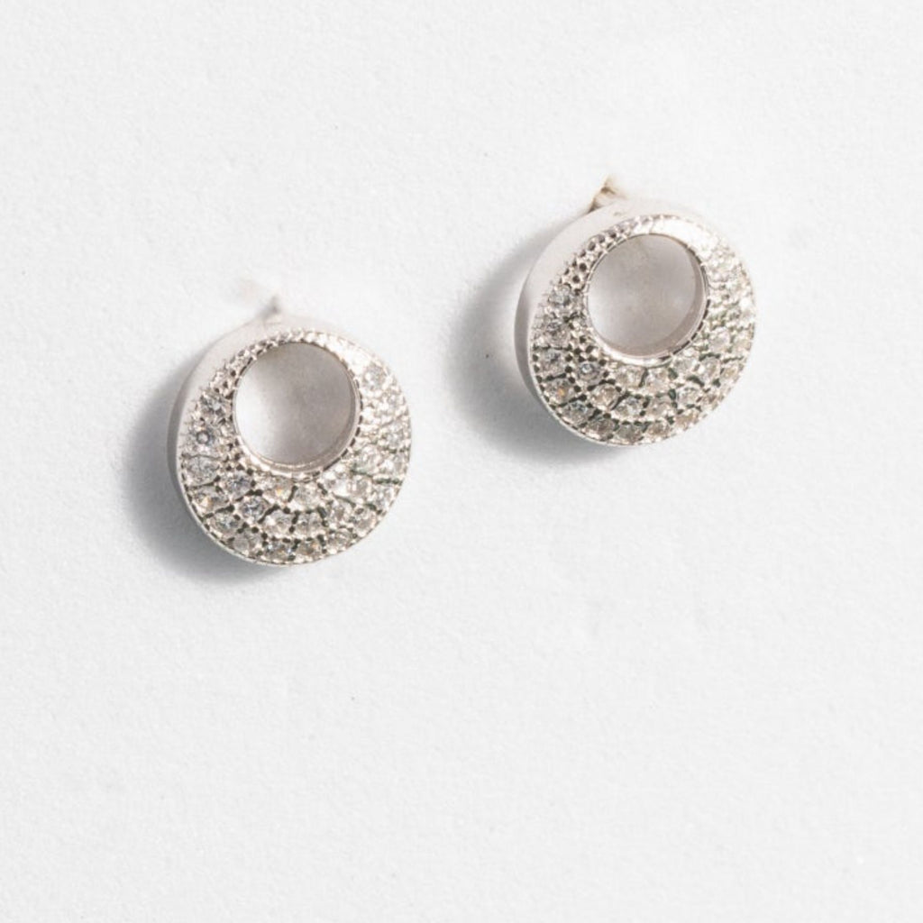 Zirconia Swirl Silver Earrings