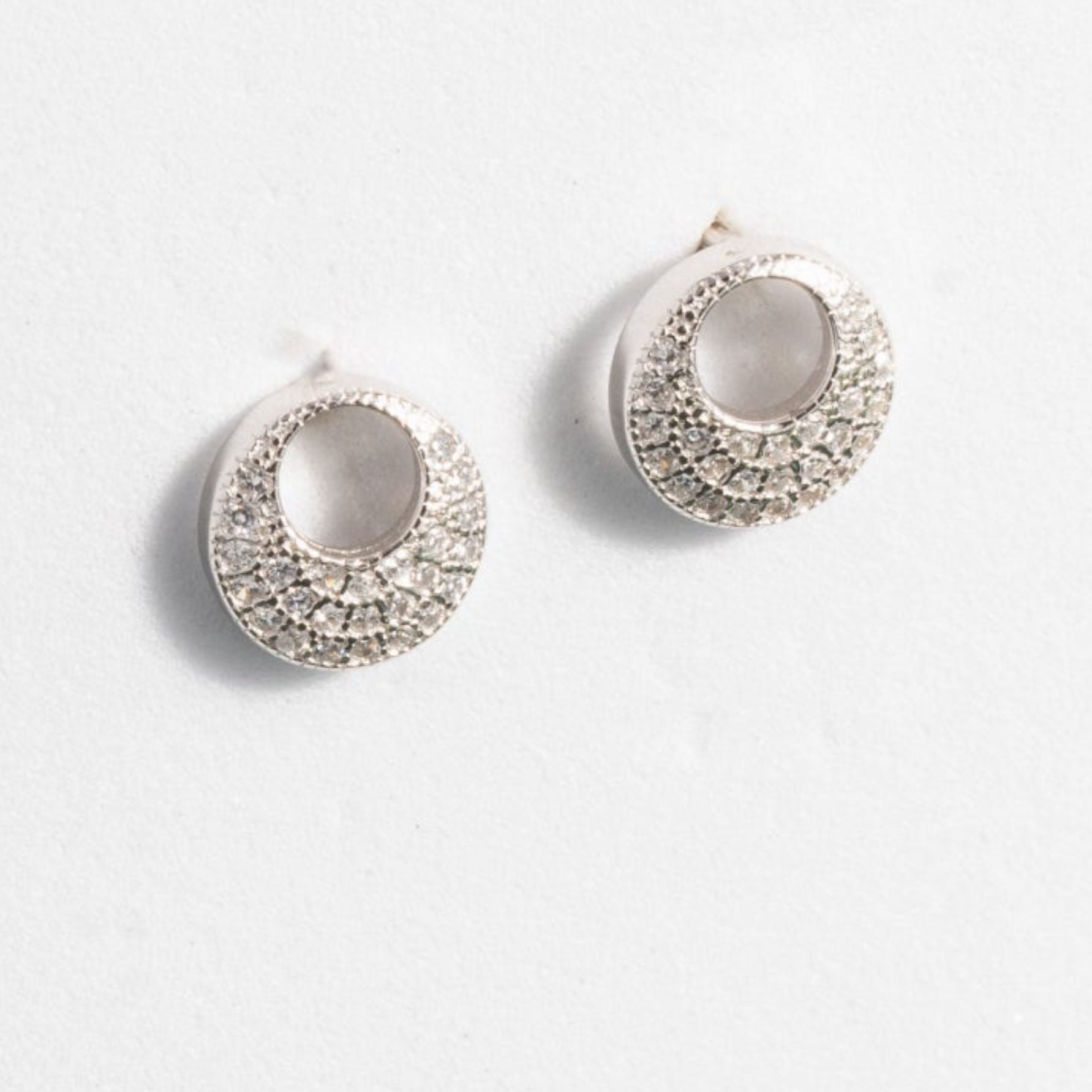 Zirconia Swirl Silver Earrings