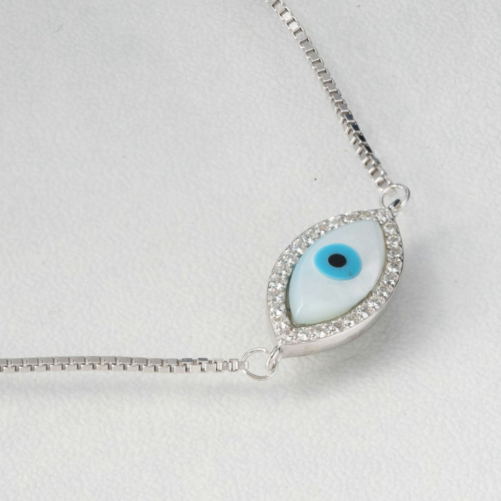 Turquoise Blue & White Enamel Contemporary Evil Eye bracelet