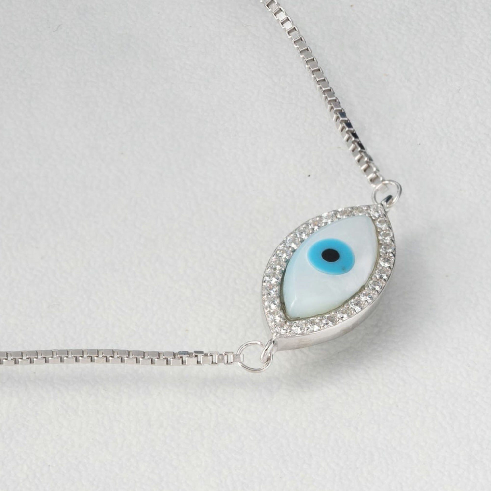 Turquoise Blue & White Enamel Contemporary Evil Eye bracelet