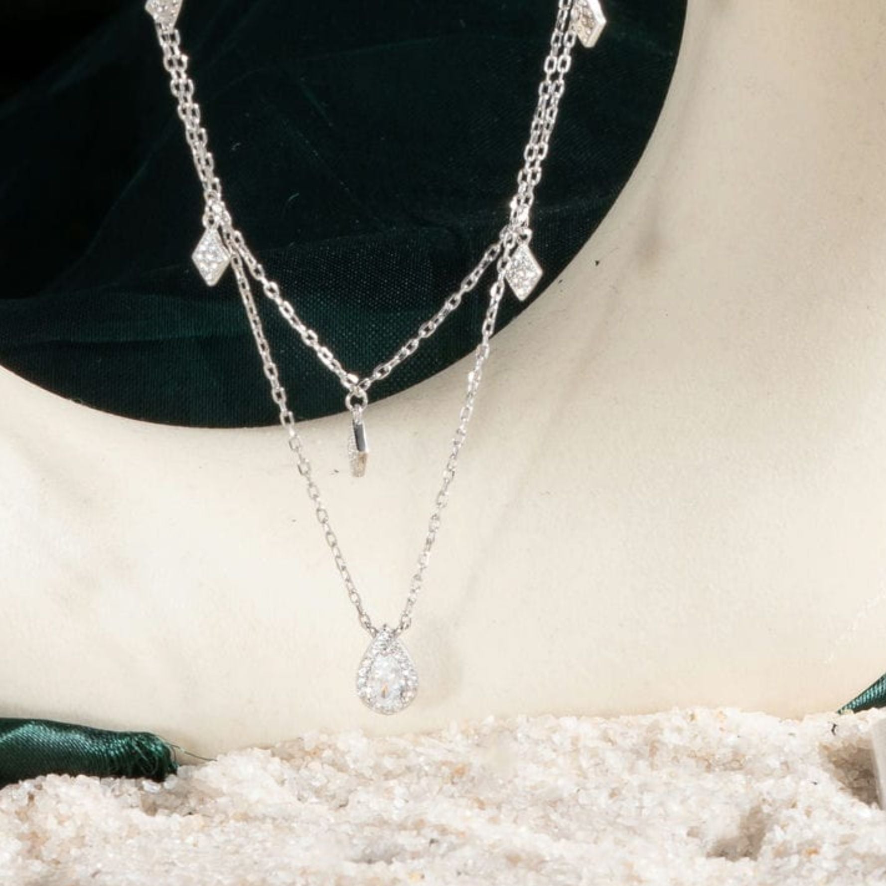 Radiant Rose CZ Pendant Necklace Set