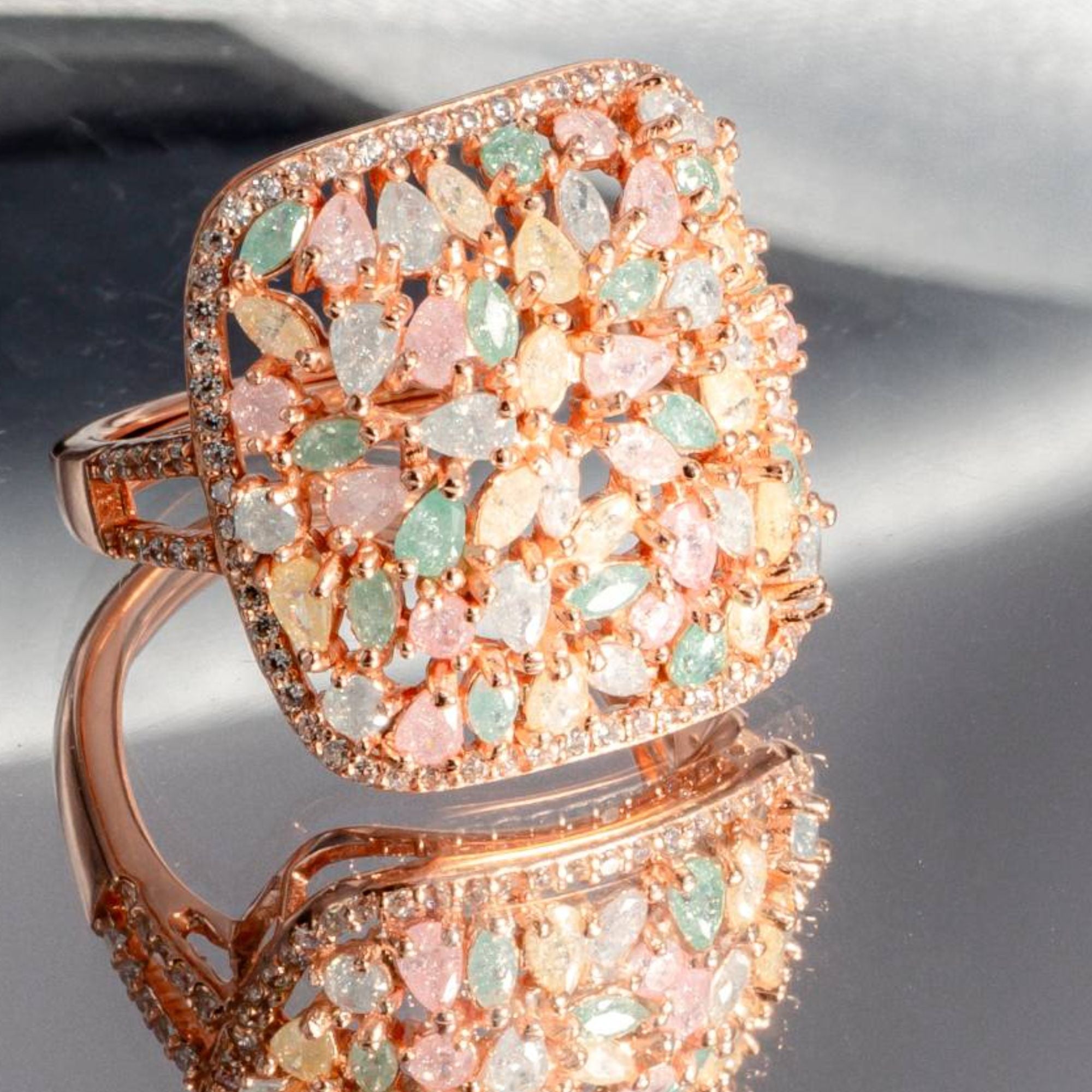 Pastel Gemstone Emerald Aura Ring