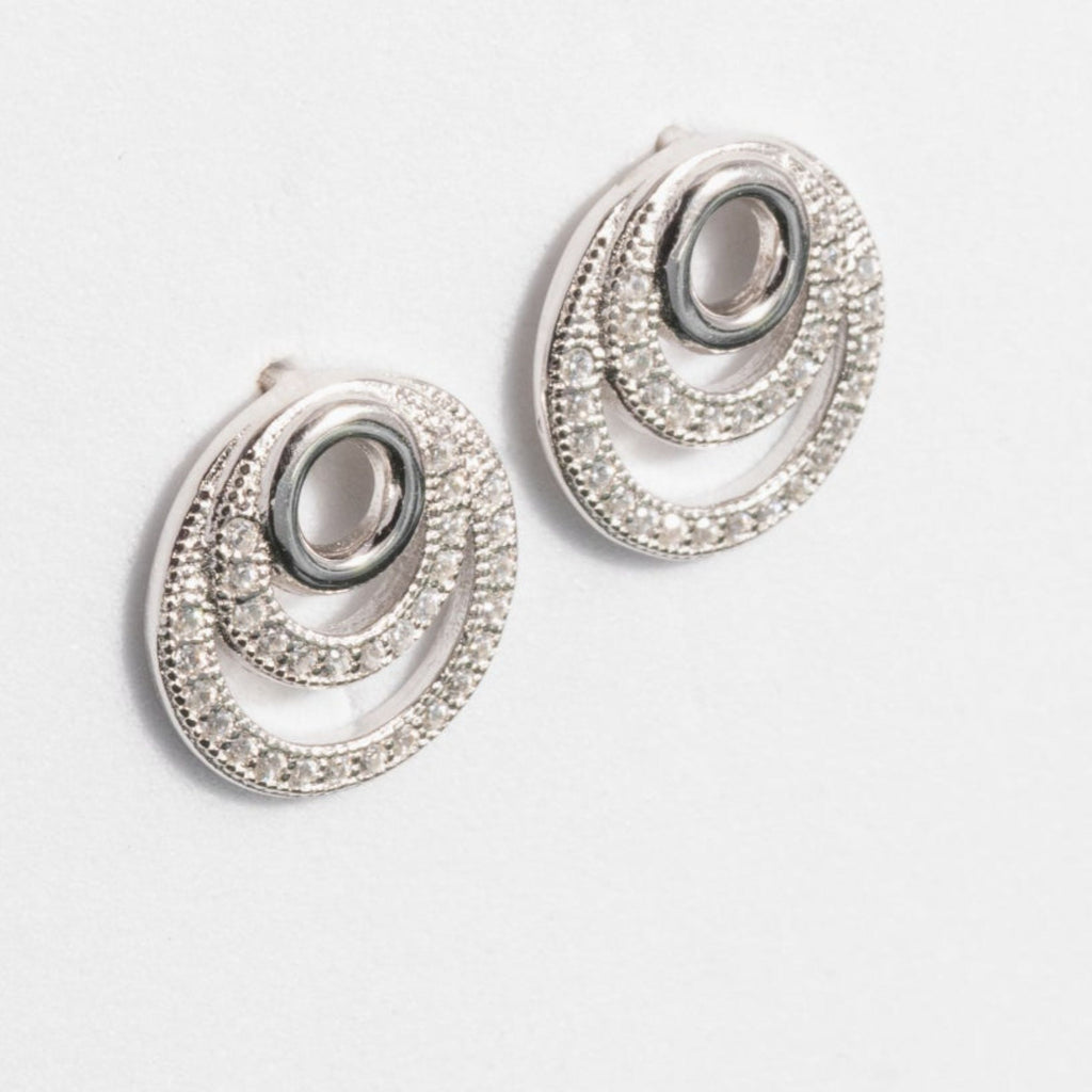 Cubic zirconia spiral dangly earrings